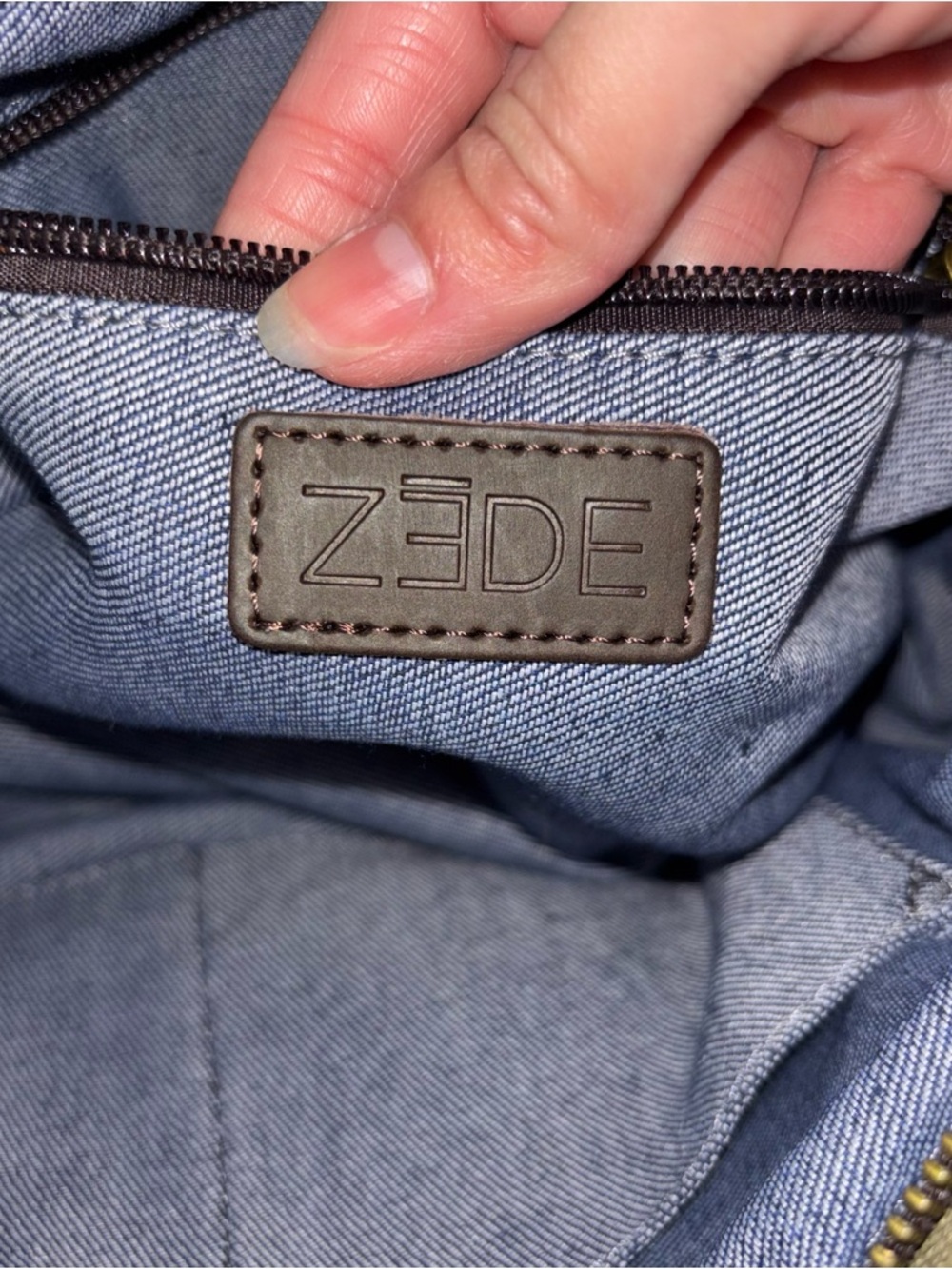 ZEDE Paris Pont Des Arts Mini Olive Canvas Leather Bag Tote W Crossbody Strap - Picture 10 of 15